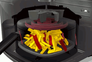 O ar quente tem que circular para cozinhar o alimento de maneira uniforme