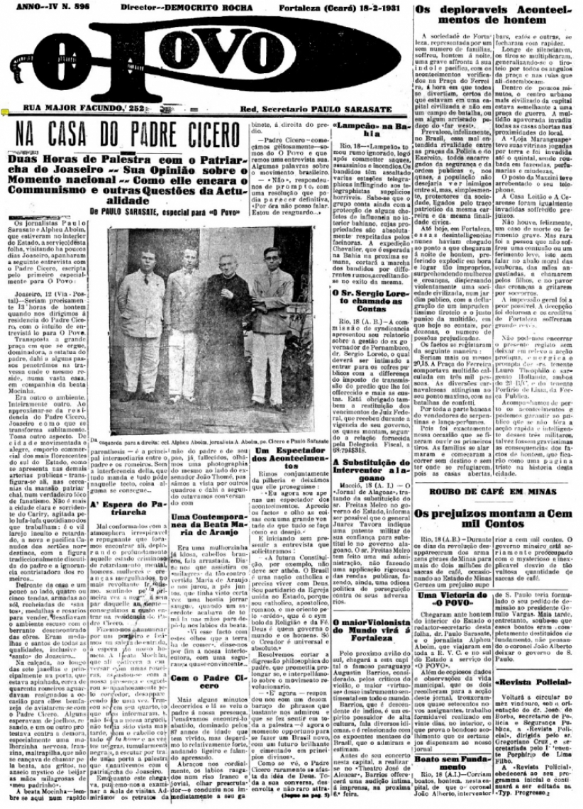 Entrevista publicada no O POVO de 18 de fevereiro de 1931
