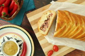 Pão traçado com calabresa