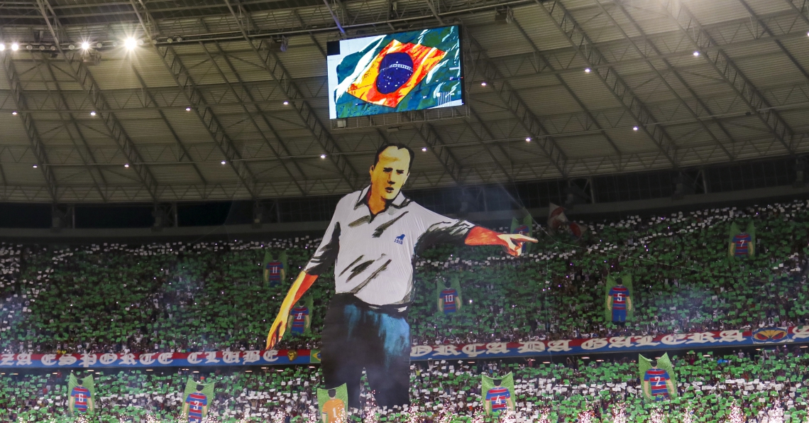 Rogério Ceni foi homenageado pela torcida do Fortaleza, em maio deste ano, com um mosaico 3D nas arquibancadas, durante a partida contra o São Paulo pelo Brasileirão
 (Foto: AURELIO ALVES)