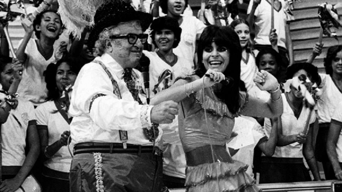 Gretchen no programa Cassino do Chacrinha na década de 1980
 (Foto: Geraldo Modesto/ TV Globo)