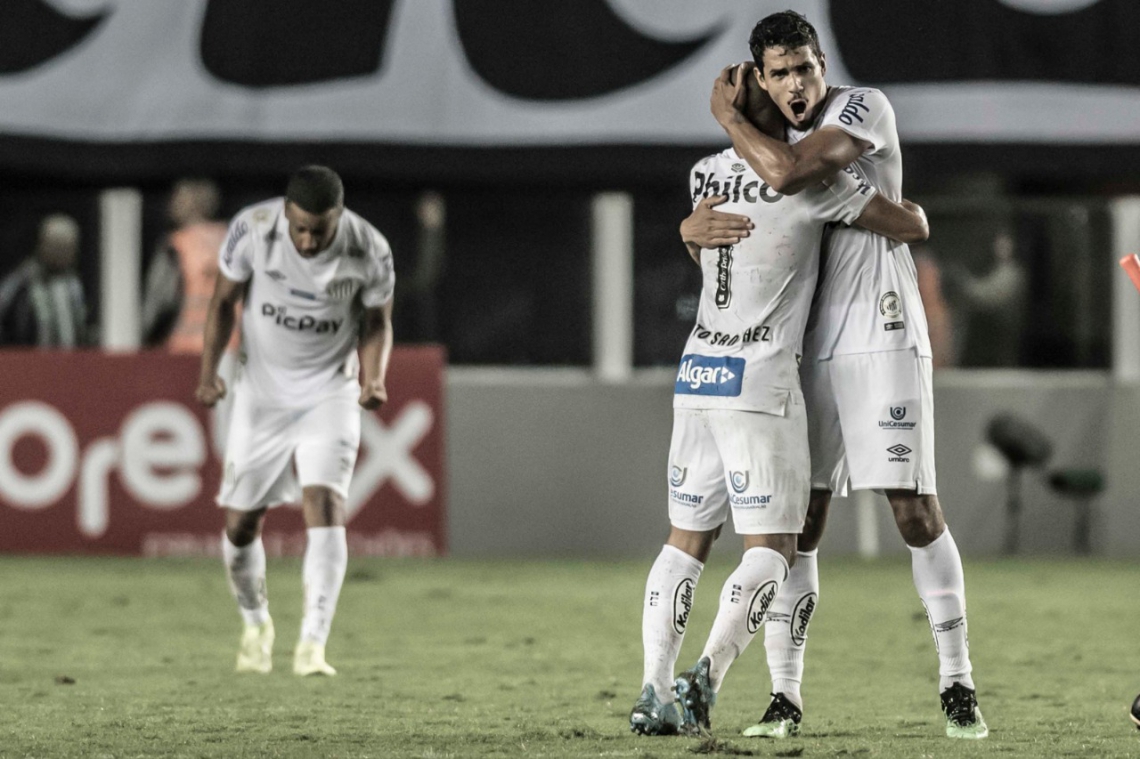 Jogadores do Santos comemoram gol contra o Palmeiras (Foto: Ivan Storti/Santos FC)