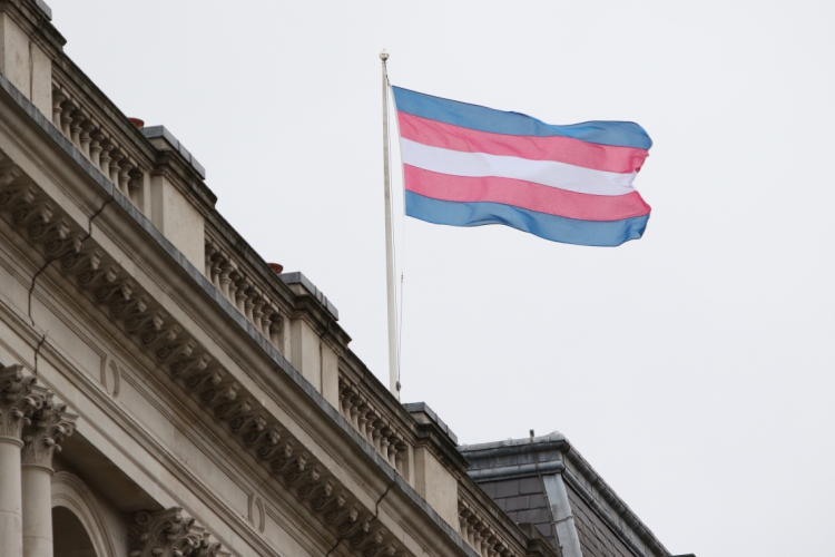 Bandeira trans é hasteada em prédio de Londres