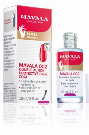 Mavala 002 - É uma base protetora com dupla ação: protege a superfície da unha dos pigmentos contidos nos esmaltes e protege de choques ou qualquer fator externo, além de ajudar a fixar o esmalte. Preço sugerido: R$ 82