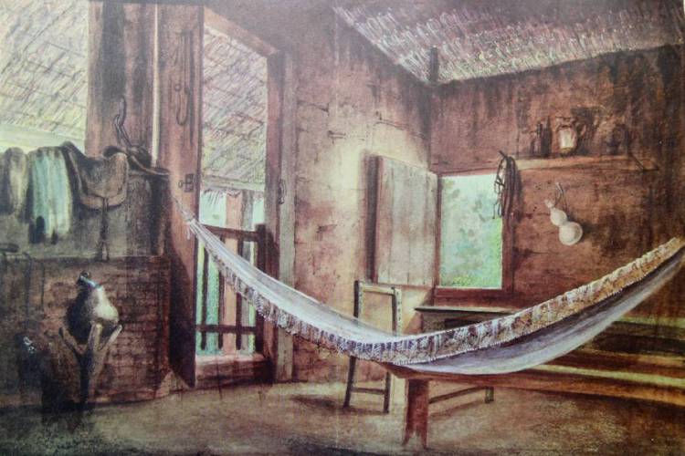 Rede retratada por José dos Reis Carvalho(Foto: José dos Reis Carvalho/Coleção Museu Dom João VI/Reprodução livro Aquarelas e Desenhos do Ceará Oitocentista/Iphan/2016)