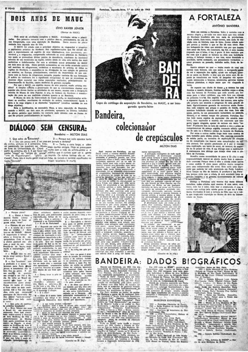 Entrevista Antônio Bandeira O POVO Edição de 1963