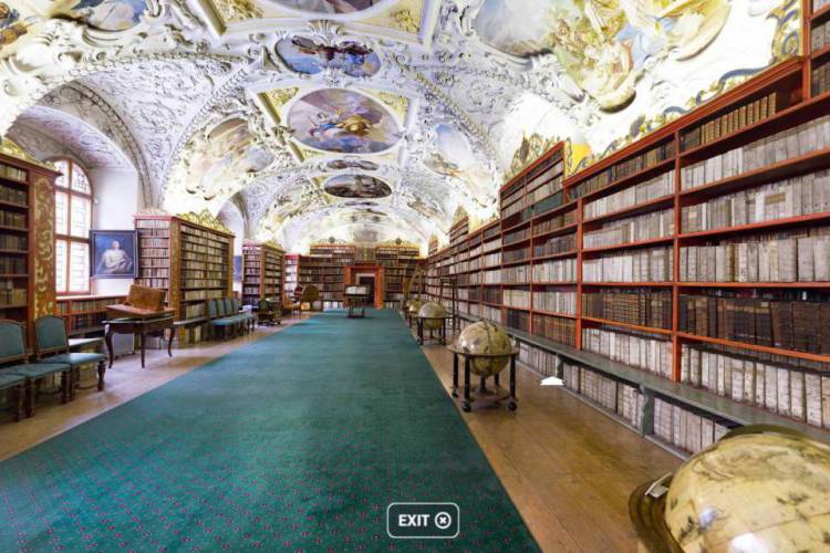No 360cities voc&ecirc; consegue desfrutar das belezas da Biblioteca Strahov, em Praga