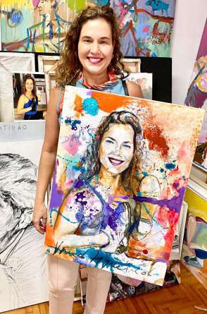 Cybele Campos com seu portrait assinado por Vando Figueiredo