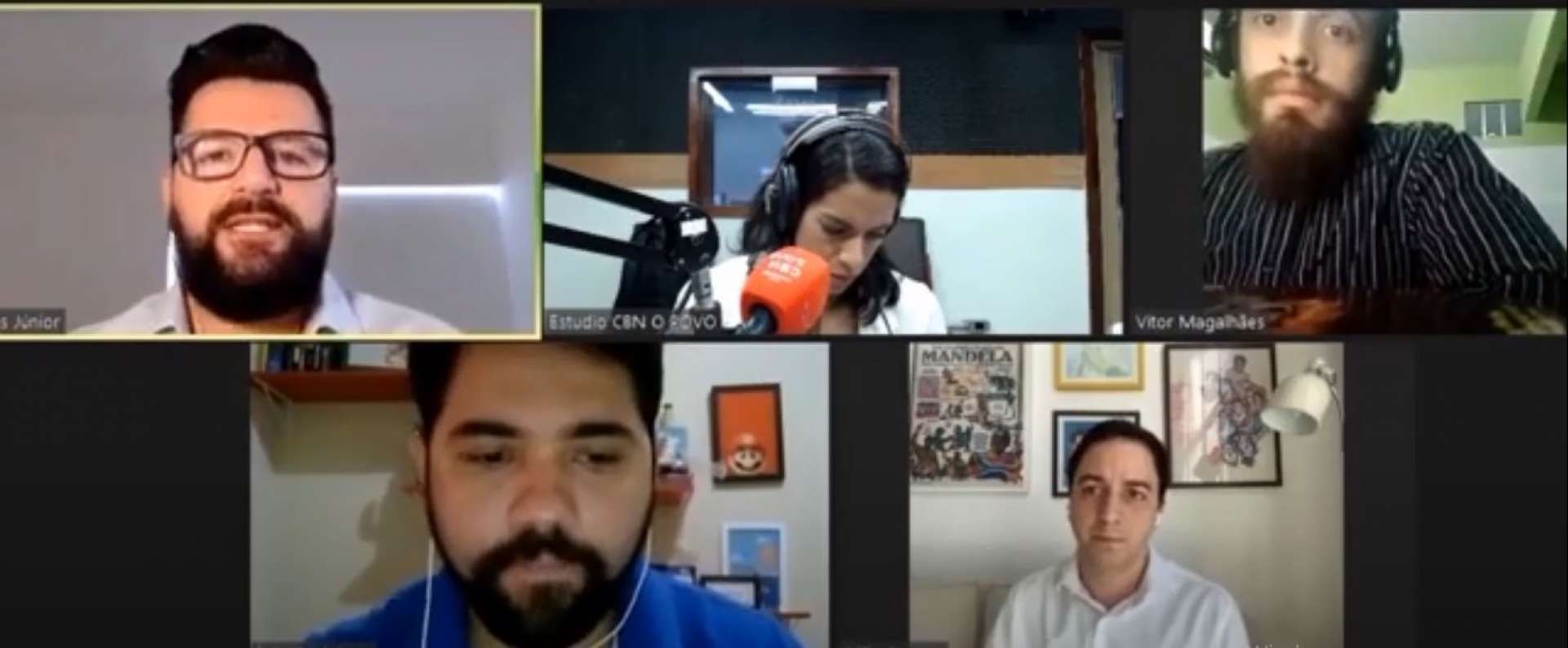 CÉLIO Studart foi entrevistado pelos jornalistas Farias Júnior, Italo Coriolano, Rachel Gomes e Vítor Magalhães (Foto: Reprodução)