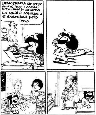 As tirinhas da Mafalda faziam fortes críticas à realidade da época. Até hoje, continuam atuais