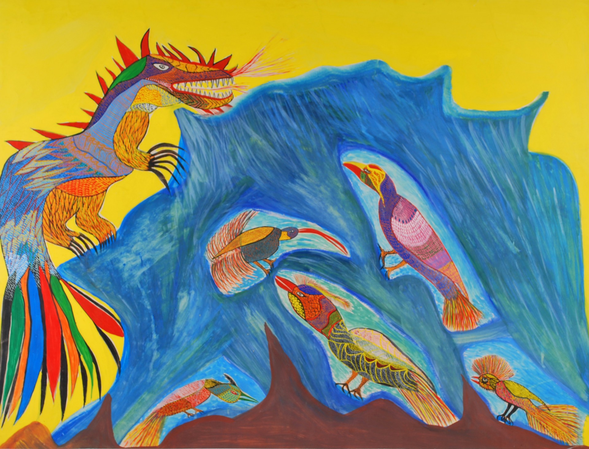 O dragão e os pássaros enfurnados, guache s/ cartão, 1959, de Chico da Silva (Foto: Mauc)