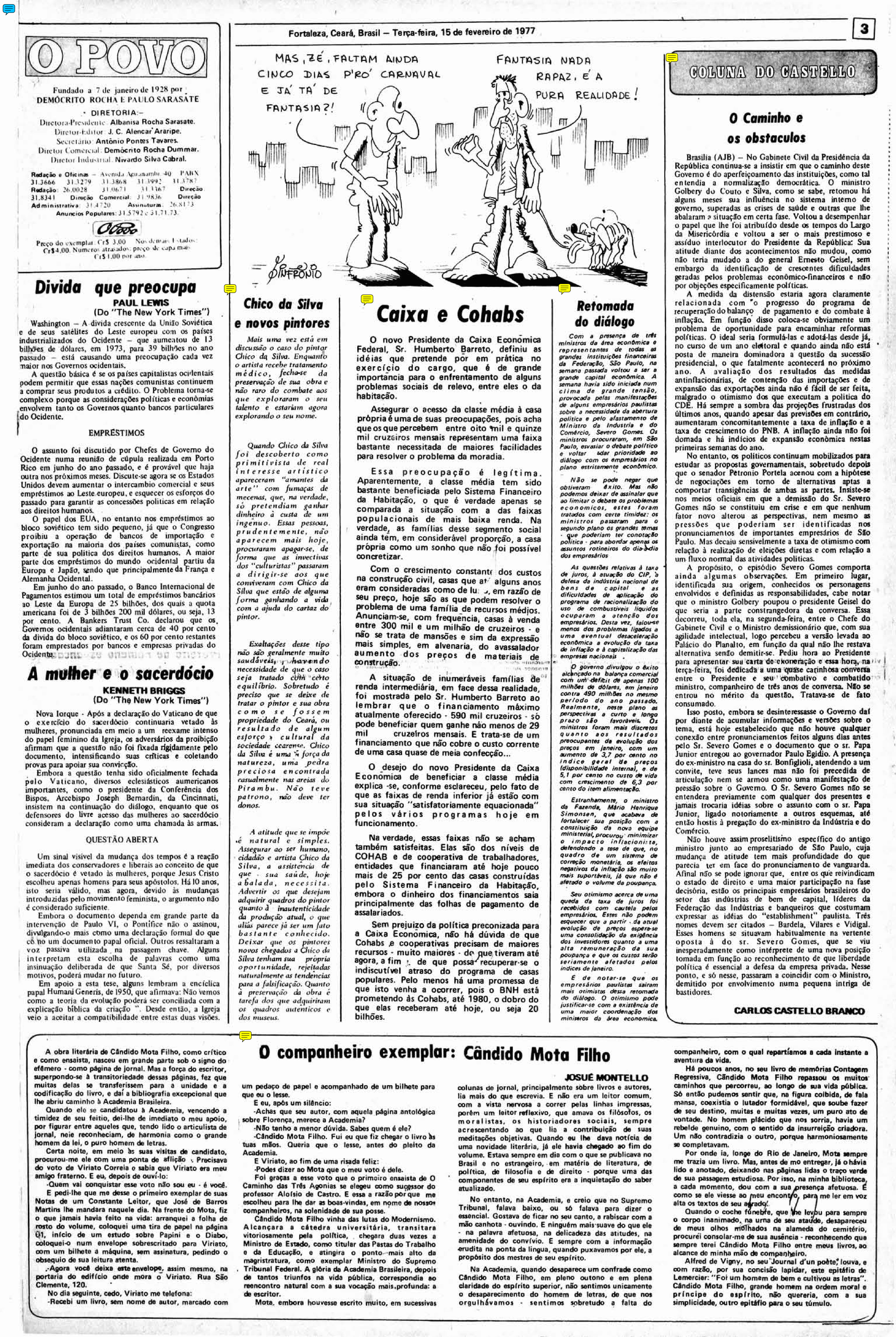 (Foto: O POVO.Doc)Registro do O POVO sobre a continuação do caso de Chico da Silva, em 1977