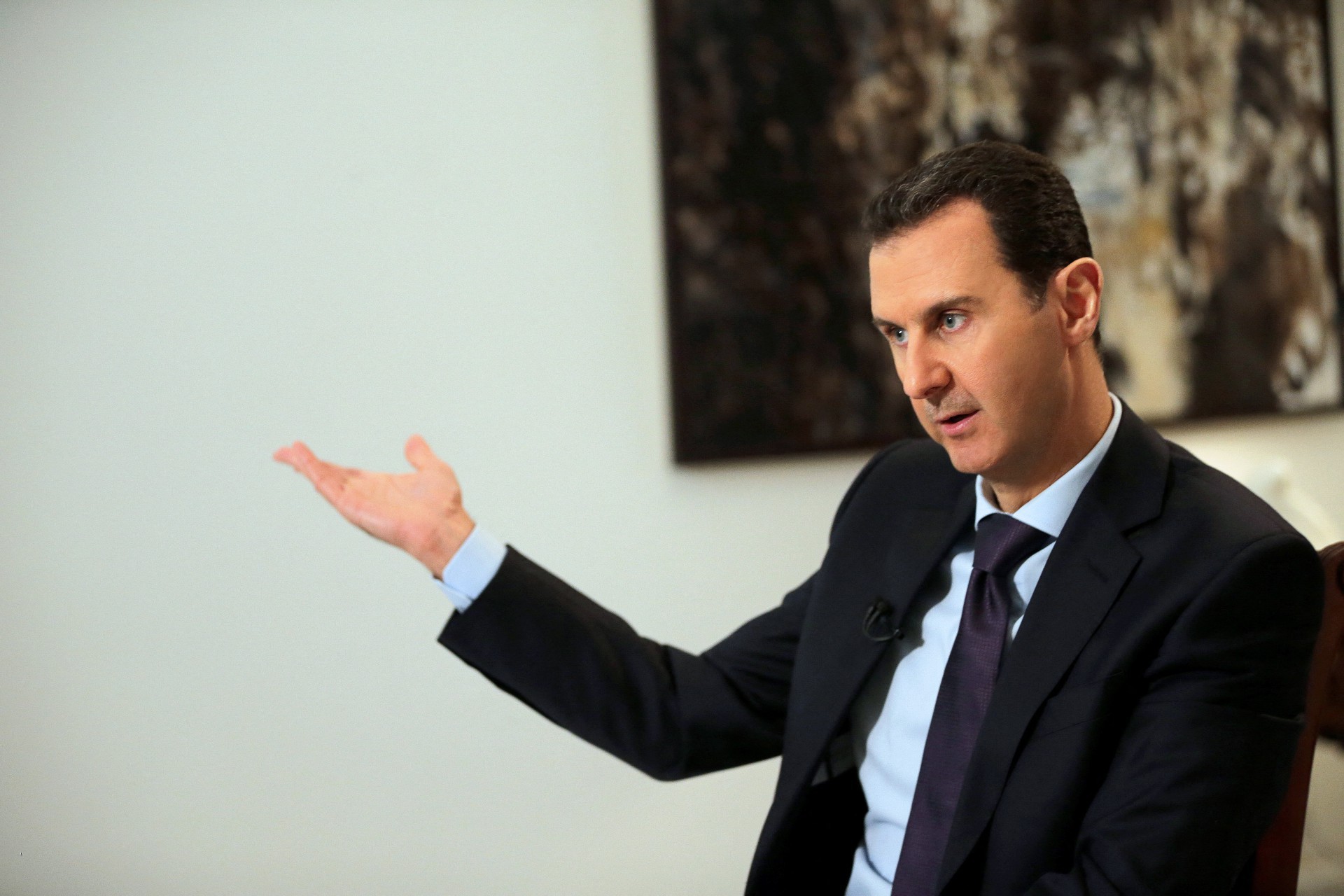 Presidente sírio Bashar al-Assad durante uma entrevista em Damasco, em 2016. Considerado um ditador por parte da população síria, levou o país a uma guerra civil que já dura 10 anos. 
