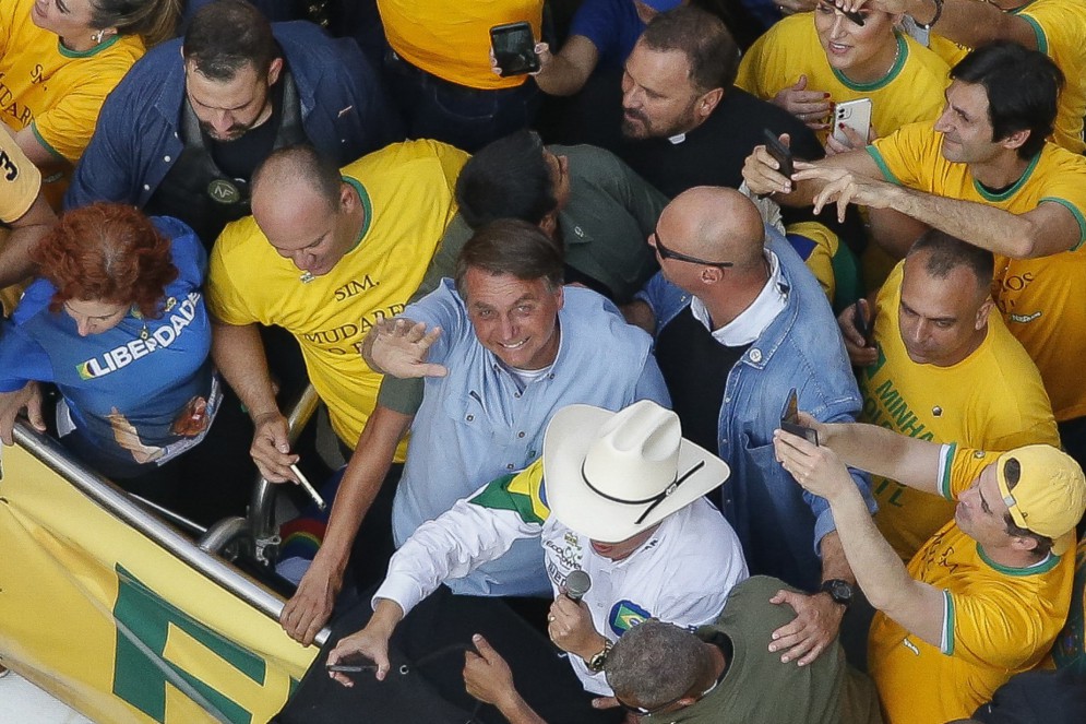 BOLSONARO promoveu manifestações e discursos de caráter golpista e antidemocrático em 2021. Presidente esteve em atos em Brasília e em São Paulo(Foto: MIGUEL SCHINCARIOL / AFP)