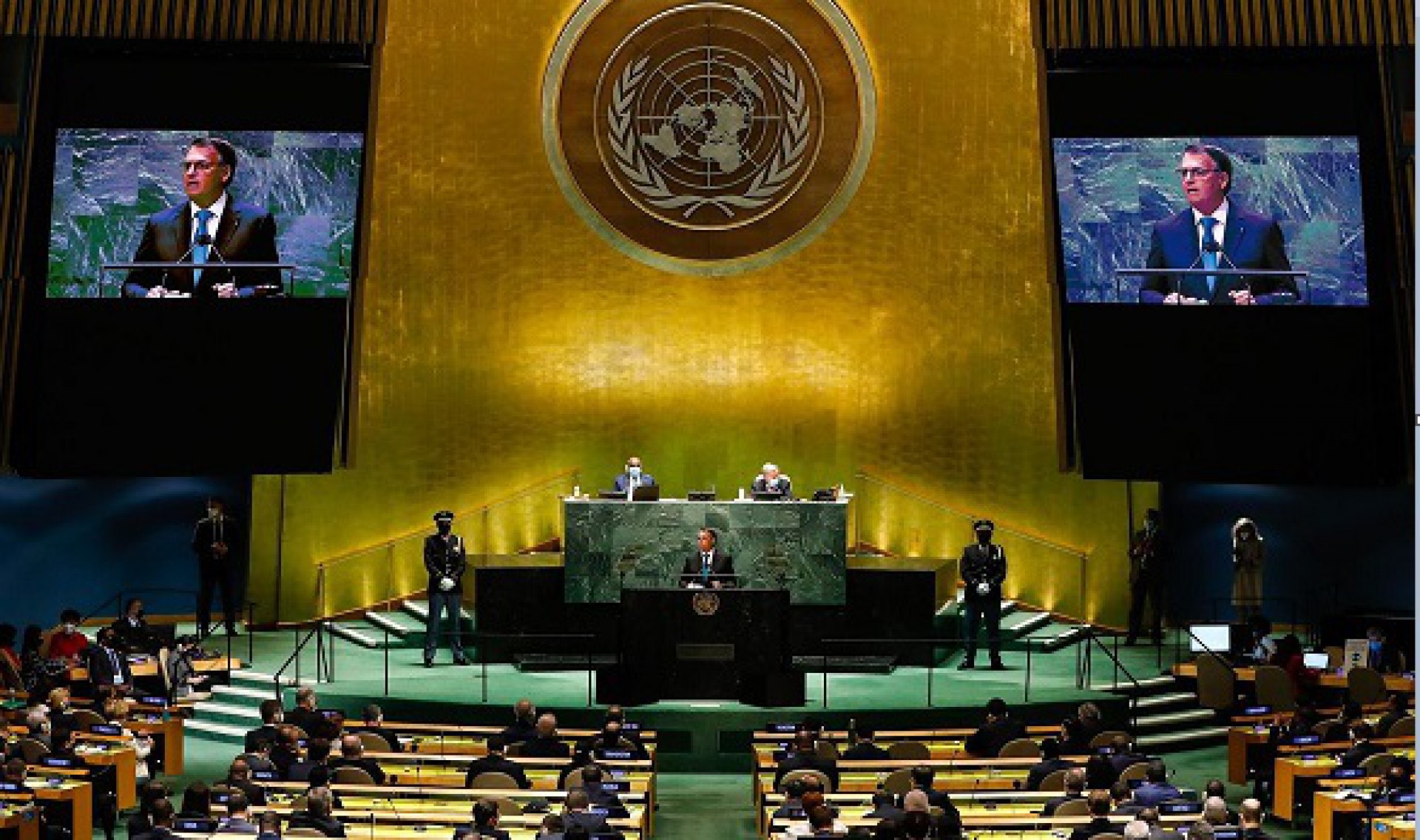 Presidente Jair Bolsonaro discursa na ONU (Foto: DIVULGAÇÃO)