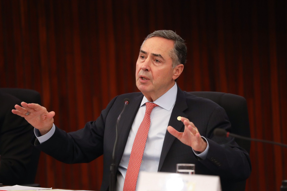 Luís Roberto Barroso, presidente do Supremo Tribunal Federal (STF) fez a fala de encerramento do julgamento do ex-presidente Bolsonaro na Primeira Turma(Foto: TSE/Divulgação)