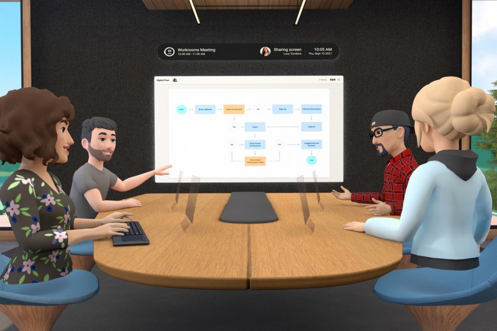 A 'Horizon Workrooms' é um projeto do Facebook para realizar reuniões em realidade virtual(Foto: Divulgação/ Facebook)