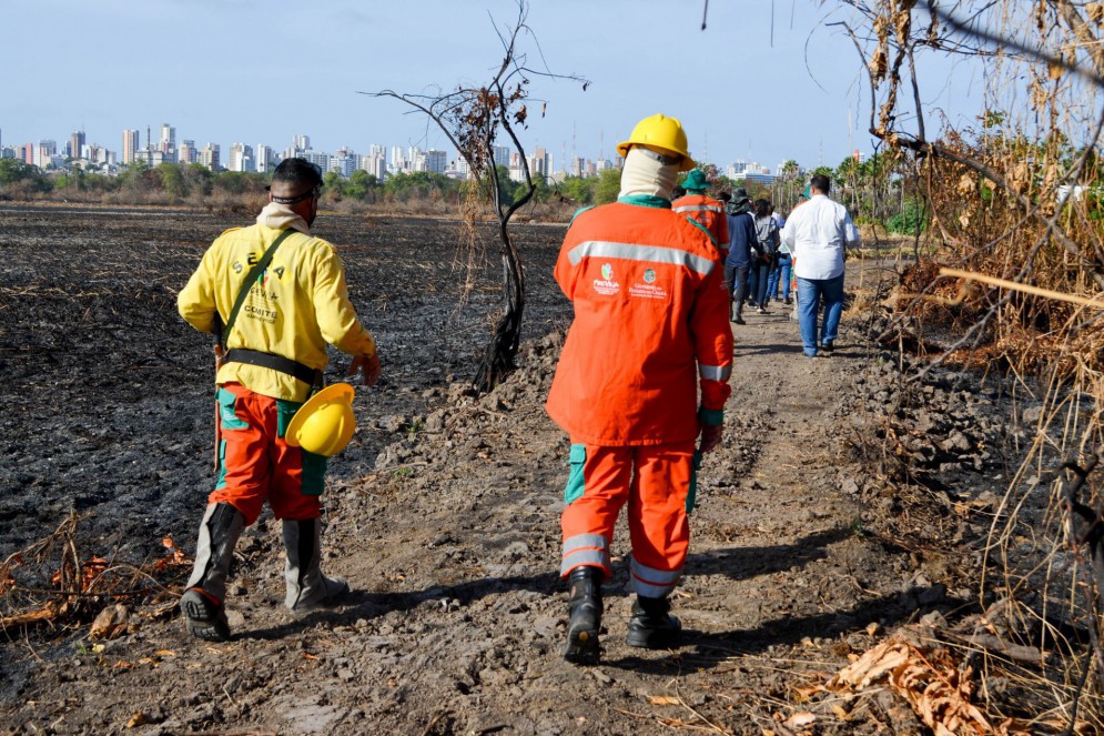 ￼ENTIDADES e parlamentares fizeram visita à área do Cocó atingida pelo incêndio