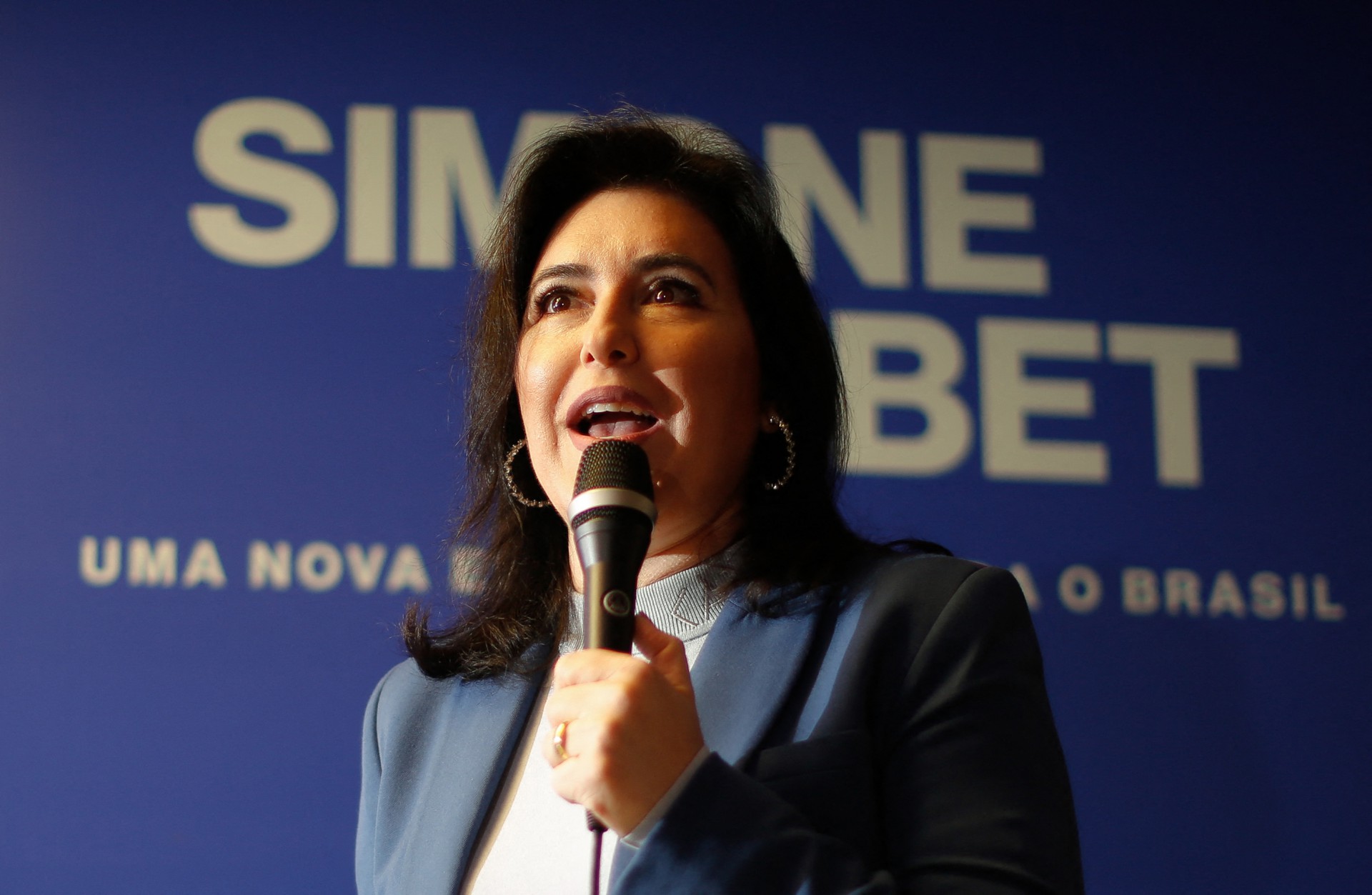 A candidata ao Planalto, senadora Simone Tebet (MDB) (Foto: SERGIO LIMA / AFP)