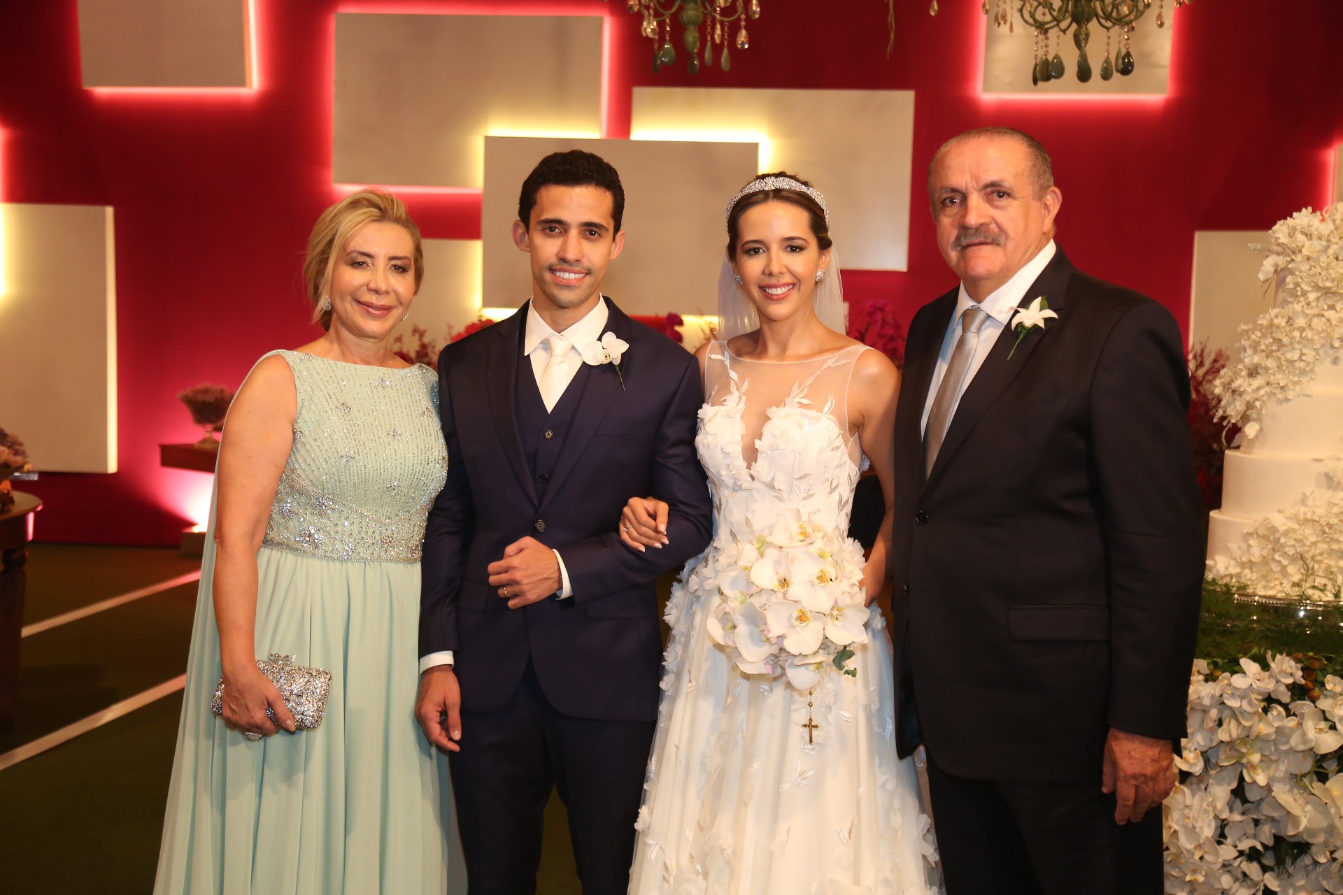 (Foto: JOÃO FILHO TAVARES)Noivos com os pais dela, Tânia e Paulo Sérgio Quezado
