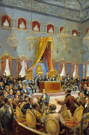Corte portuguesa para o Brasil em 1822 (Foto: Oscar Pereira da Silva - José Rosael/Hélio Nobre/Museu Paulista da USP)
