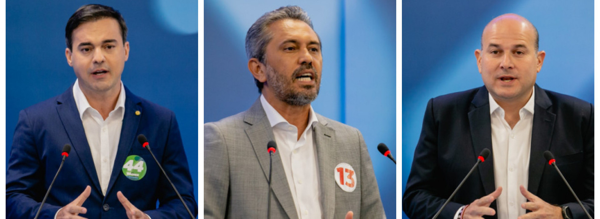 Capitão Wagner, Elmano de Freitas e Roberto Cláudio no debate O POVO (Foto: Aurélio Alves)