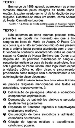Pergunta do Enem 2022 teria citado o Padre Cícero e a beata Maria de Araújo(Foto: Reprodução)
