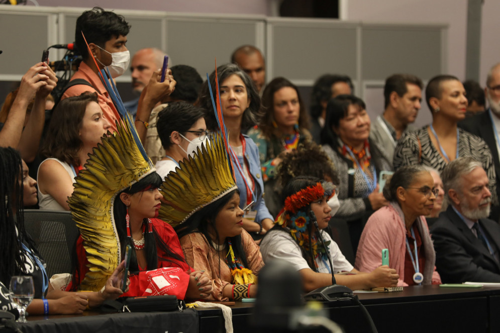 Lula encontrou-se com a sociedade civil e representantes indígenas em reunião brasileira na COP 27.(Foto: Kiara Worth)
