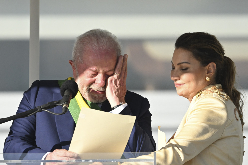 Lula chora na posse ao falar da fome(Foto: EVARISTO SA / AFP)