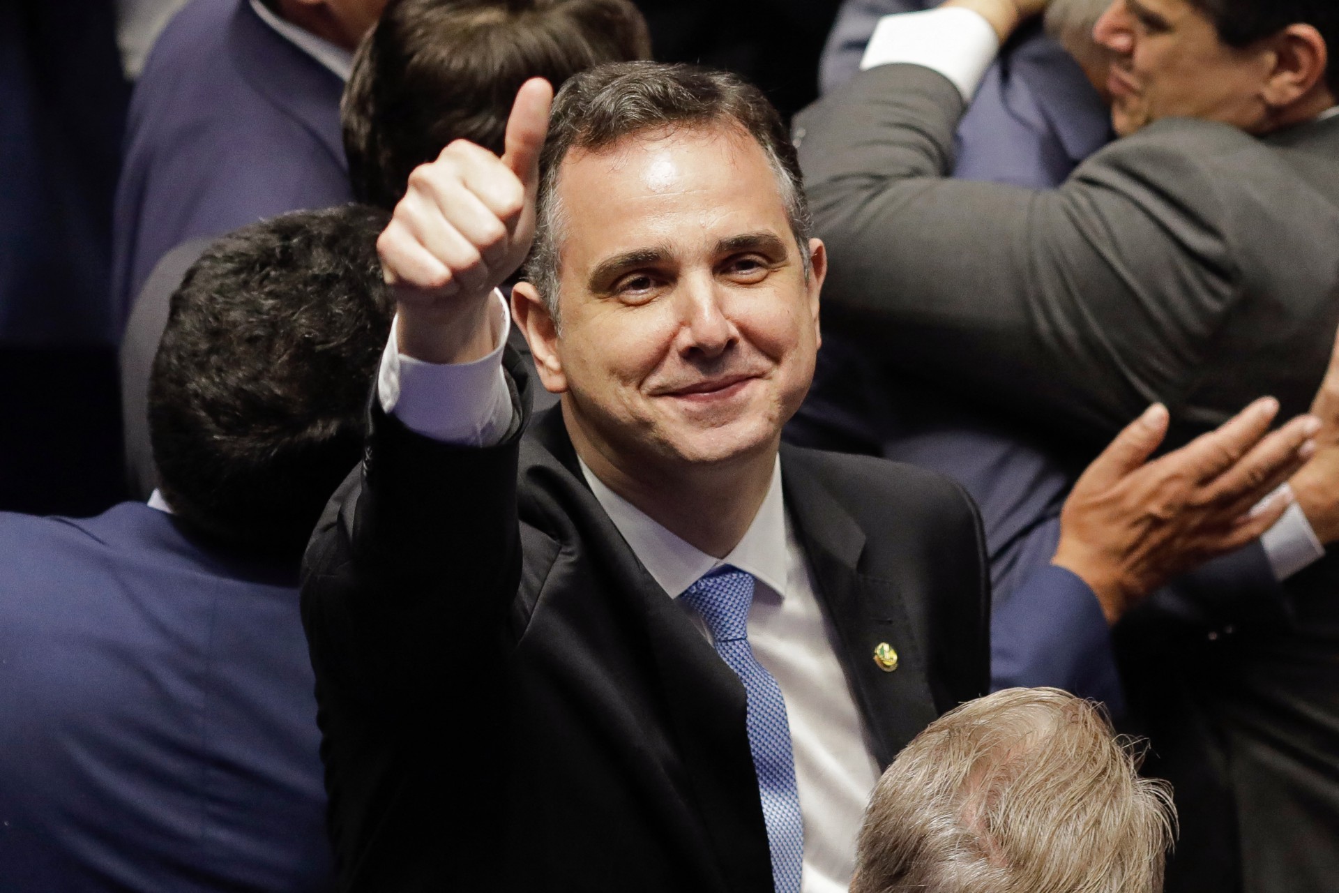 ￼RODRIGO PACHECO confirmou reeleição em vitória também para o governo Lula (Foto: SERGIO LIMA / AFP)