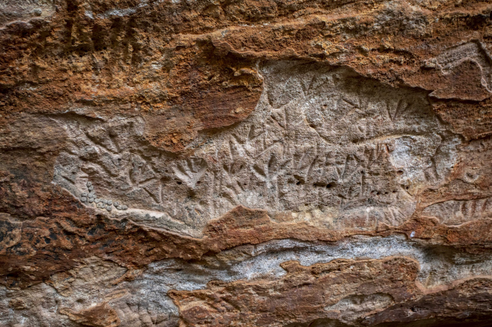 Gravuras (quando a forma é esculpida na rocha) com o tridígito. (Foto: FCO FONTENELE)