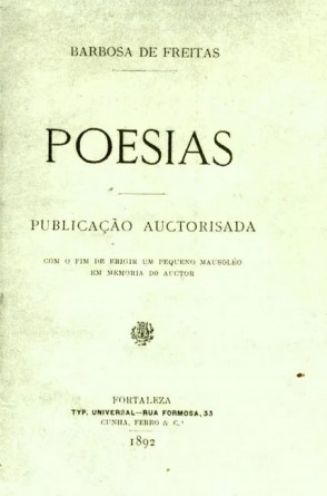 Poesias, Barbosa de Freitas. Reprodução de um fac-símile da 1ª. edição da obra.(Foto: Reprodução)