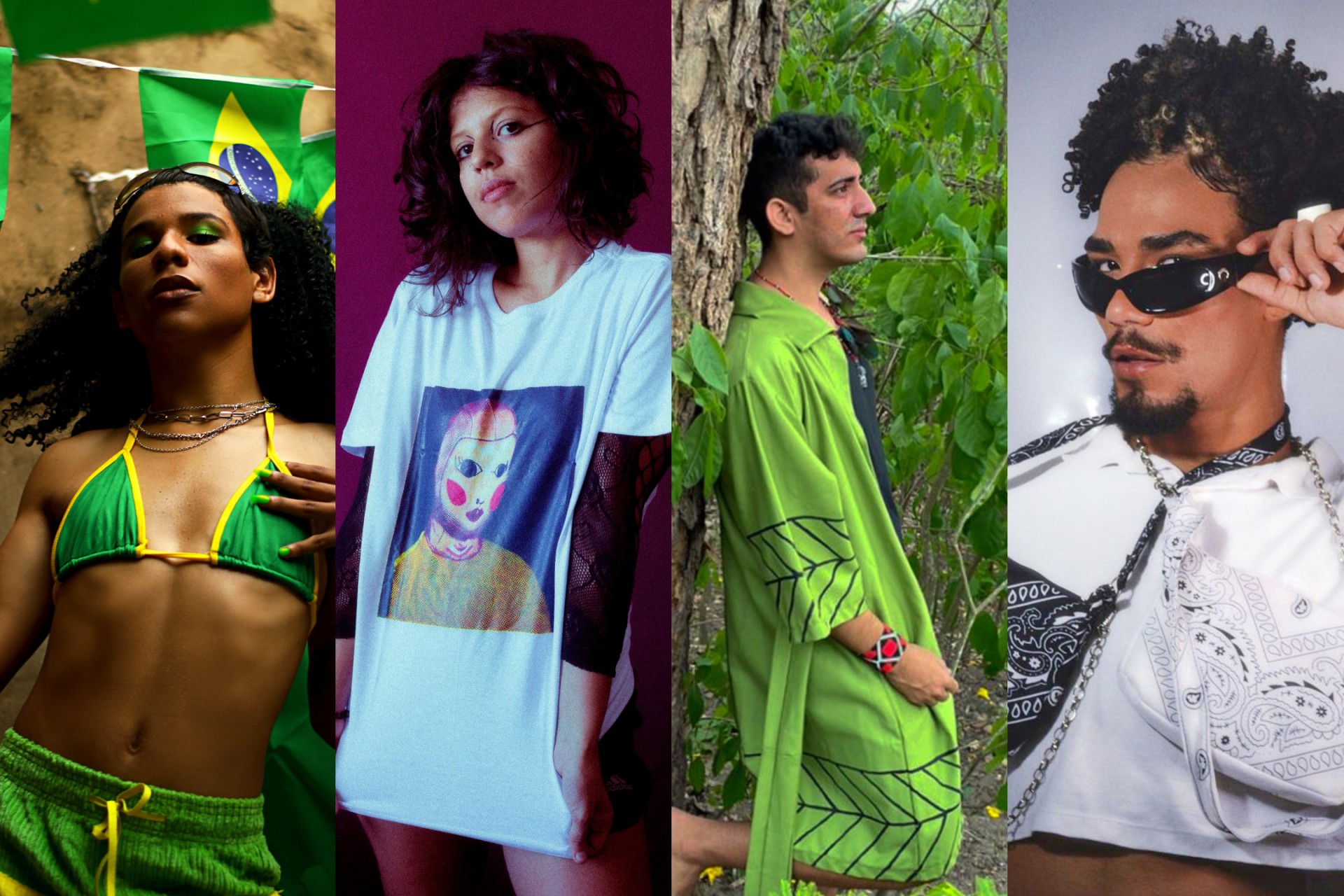 Iniciativas como MANCUDA, Pior Grife, Tremembé e Preta Chic propõem moda baseada em expressões de pessoas pretas, indígenas e LGBTs+  (Foto: Carll Souza e Nair Beatriz; Naya Oliveira; arquivo pessoal; Preta Chic / divulgação)