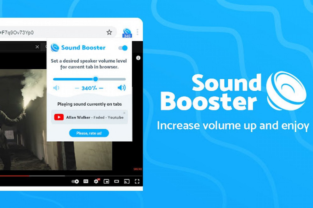 Amplificador de volume é uma extensão que lhe permite aumentar e equalizar o som de um áudio ou vídeo