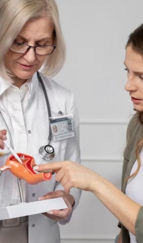 … cauterizando depois; ou amarrando as trompas cortadas com fios de sutura. 