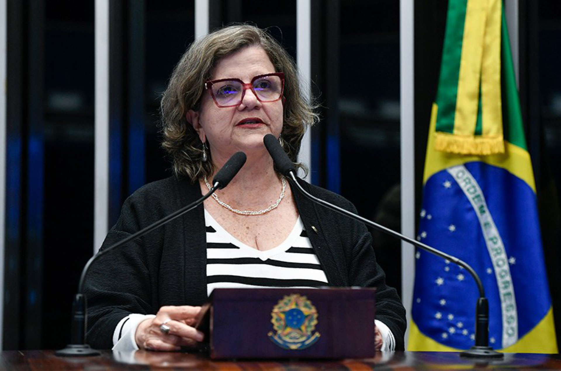 A senadora Teresa Leitão (PT-PE) defende o projeto da reforma tributária (Foto: Jefferson Rudy/Agência Senado)