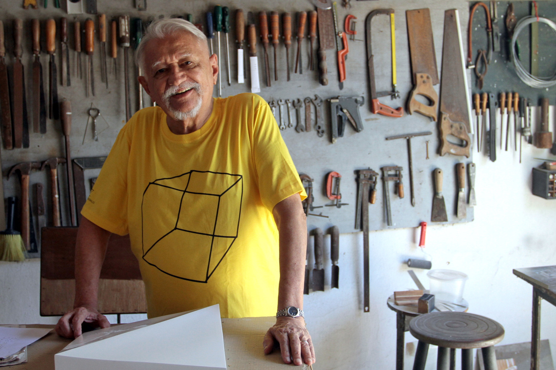 Entrevista com Sérvulo Esmeraldo, artista plástico. (Foto: Foto: Edimar Soares/O POVO, em 01-04-2013)