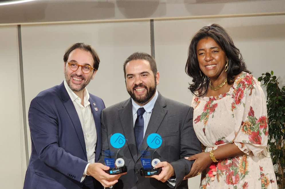 Carlos Pereira, CEO do pacto Global da ONU no Brasil com Rodrigo Brito, head de Sustentabilidade da Coca-Cola Brasil e Cone Sul e Rachel Maia, presidente do Conselho do Pacto Global da ONU no Brasil. (Foto: Arquivo pessoal Rodrigo Brito)