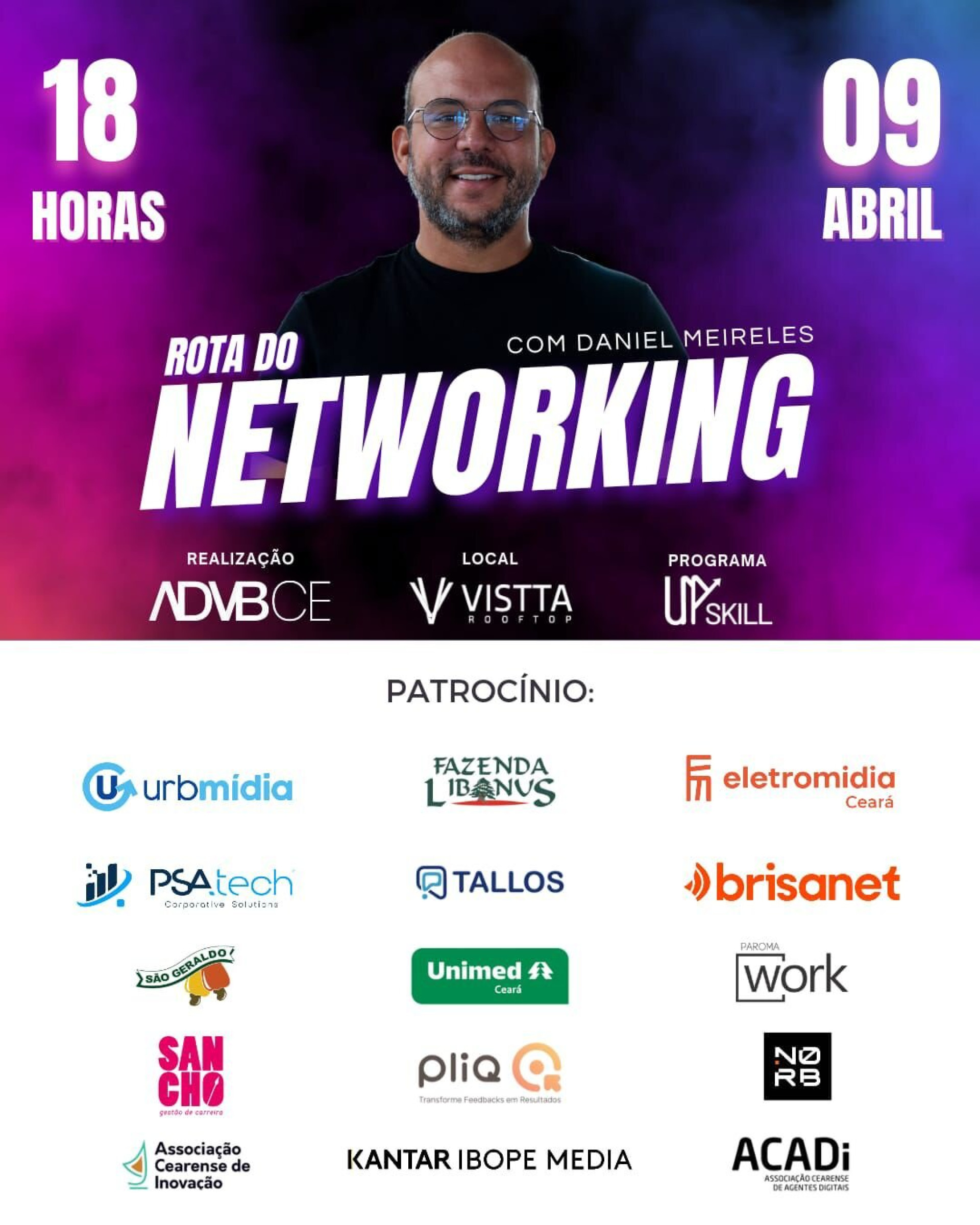 (Foto: Divulgação/ADVB Ceará)Daniel Meireles palestra no evento Rota do Networking, promovido pela ADVB Ceará