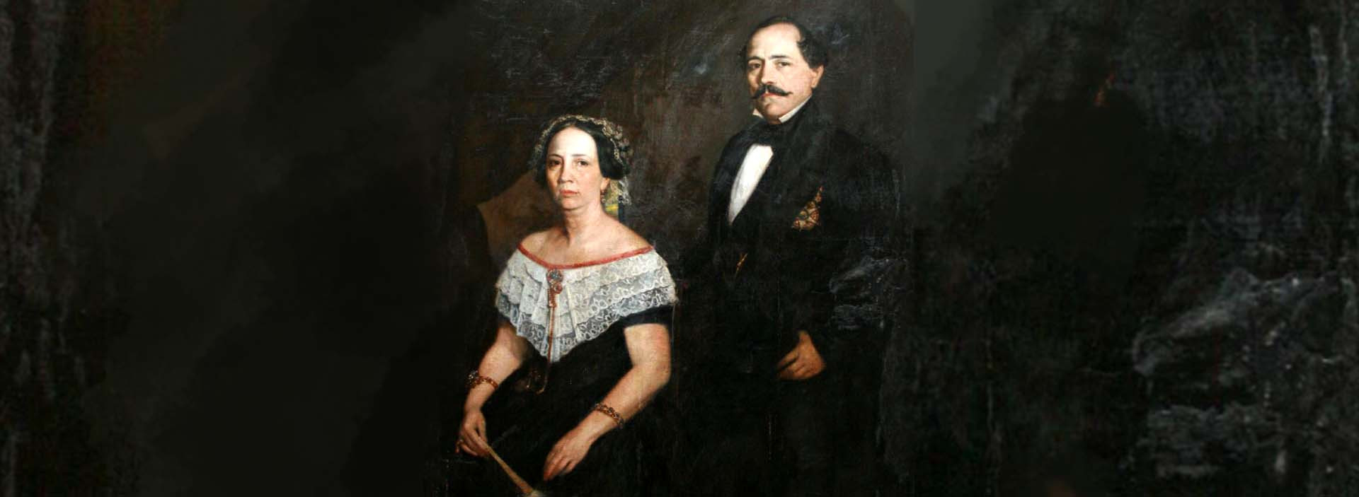 Joaquina, e o com.Mendes, empresário do algodão e presidente da Província, na galeria do IHGAC (Foto: Reprodução)