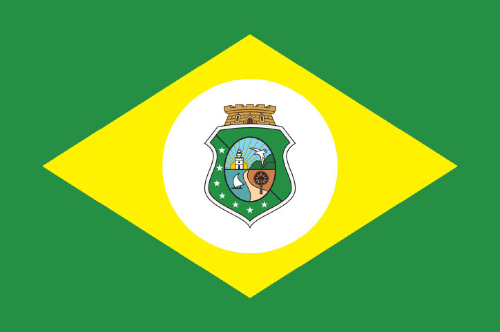 Bandeira do Ceará com a carnaúba no quadrante inferior direito do brasão(Foto: Domínio Público)