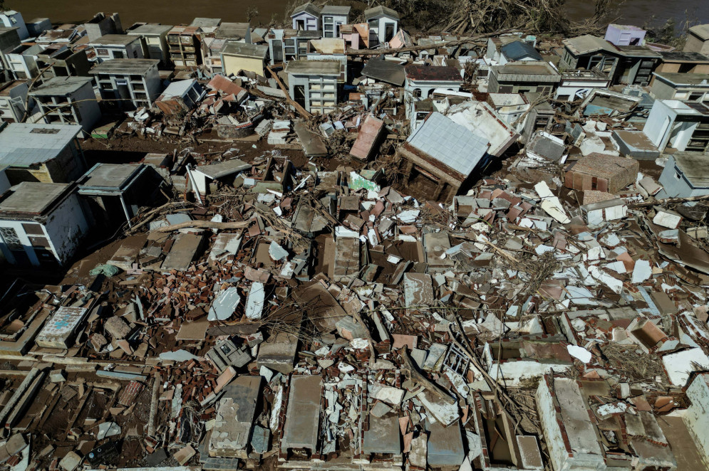 Destroços no Rio Grande do Sul, após enchentes de 2024(Foto: NELSON ALMEIDA / AFP)