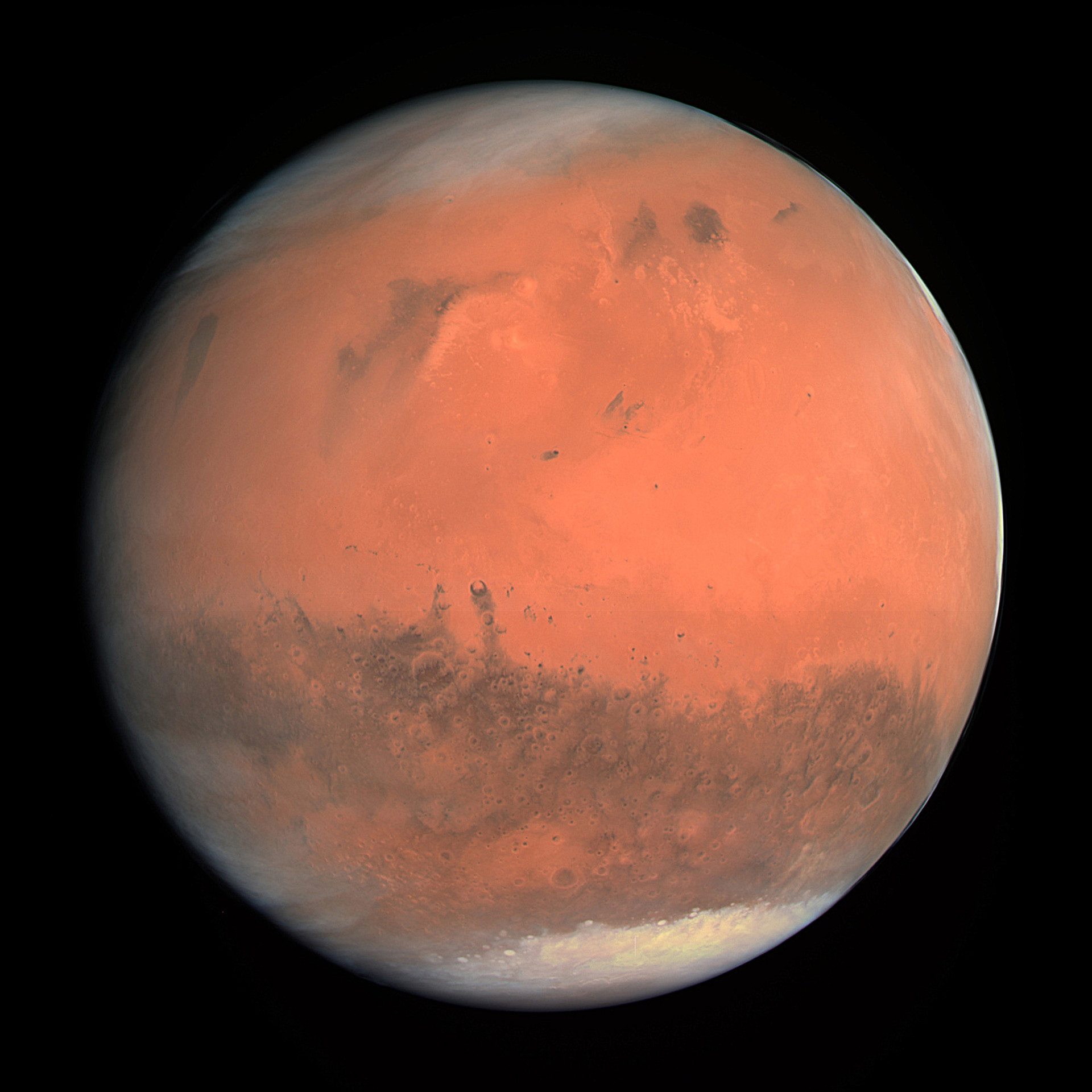 Imagem em truecolor de Marte tomada em fevereiro de 2007 pelo instrumento OSIRIS da sonda espacial Rosetta lançada pela Agência Espacial Europeia (Foto: ESA & MPS for OSIRIS Team MPS/UPD/LAM/IAA/RSSD/INTA/UPM/DASP/IDA)