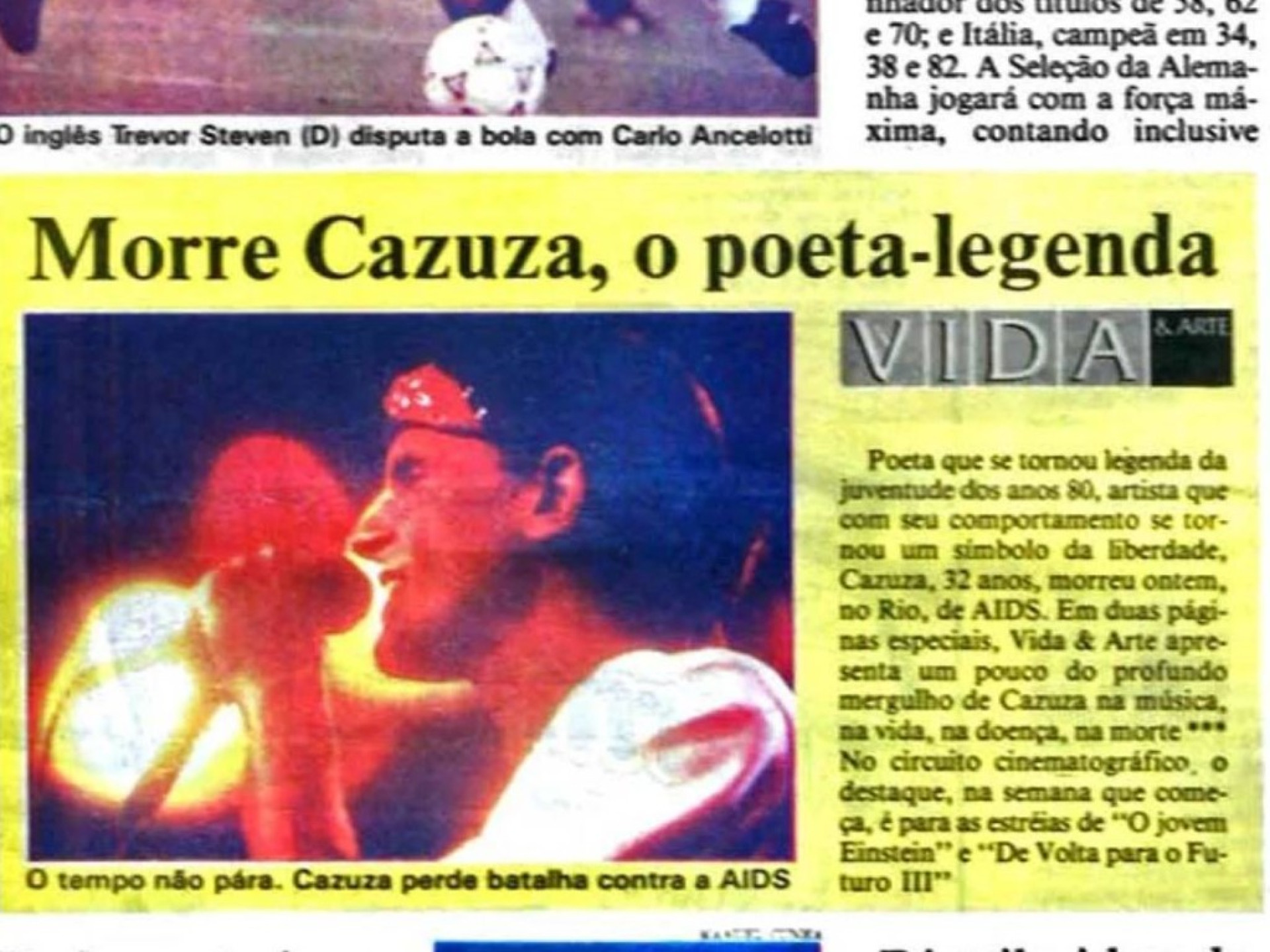 Morre Cazuza, o poeta.  (Foto: O POVO É HISTÓRIA )
