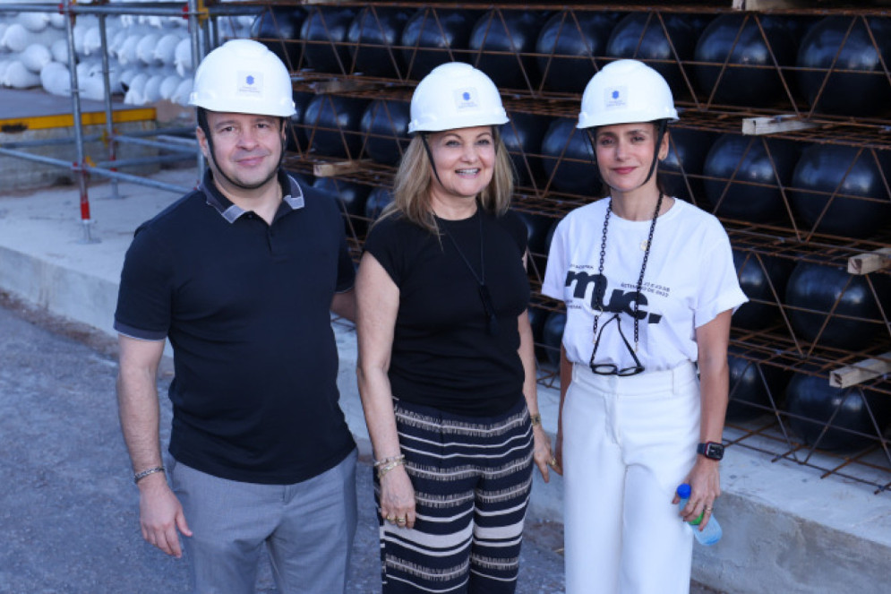 Igor Queiroz Barroso, Lenise Queiroz Rocha e Manoela Queiroz Bacelar: visita às obras do futuro Complexo Cultural Yolanda e Edson Queiroz(Foto: ARES SOARES/ UNIFOR)
