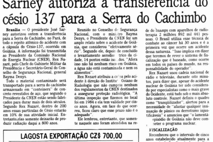 A contaminação com césio-137 em Goiás. O caso aconteceu em 13 de setembro de 1987. Foi o maior acidente nuclear do Brasil.(Foto: OPOVO.DOC)