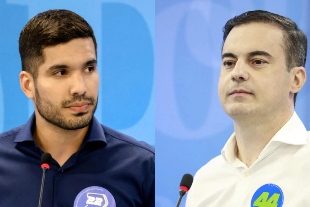 Os candidatos à Prefeitura de Fortaleza, André Fernandes (PL) e Capitão Wagner (União)(Foto: Aurélio Alves/O POVO / FCO Fontenele/O POVO)