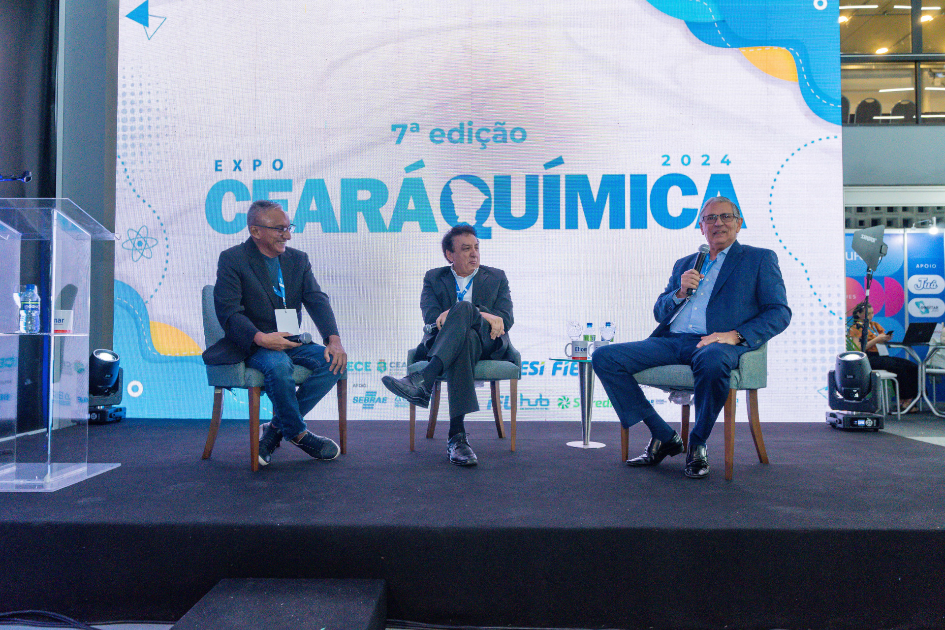 (Foto: JoaoFilho Tavares)Talk Show de encerramento: Eliomar de Lima, Aldo Quintino (Isoquímica) e Paulo Gurgel (Grupo Alyne Cosméticos)