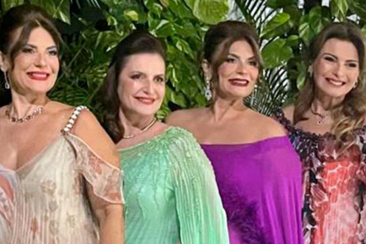 Tudo em Paz: Ludmila, Liduína, Luizianne e Lilian na boda familiar de Renan e Luana Gonzaga(Foto: Arquivo Familiar)