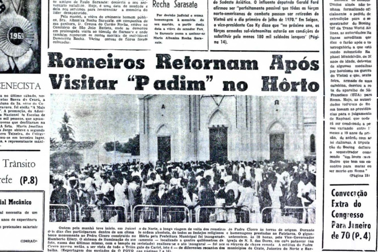 INAUGURAÇÃO DA ESTÁTUA DE PADRE CÍCERO(Foto: O POVO É HISTÓRIA)